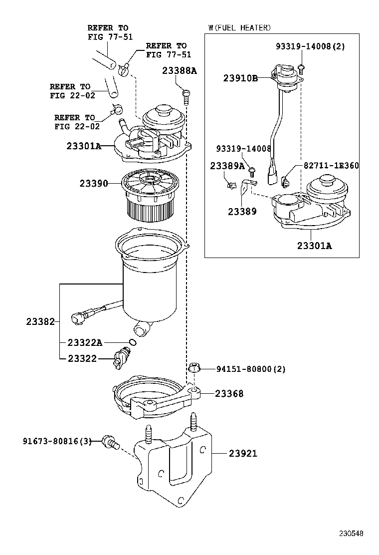 TOYOTA LAND CRUISER 70HZJ78LRJMRSV TOOLENGINEFUEL FUEL FILTER
