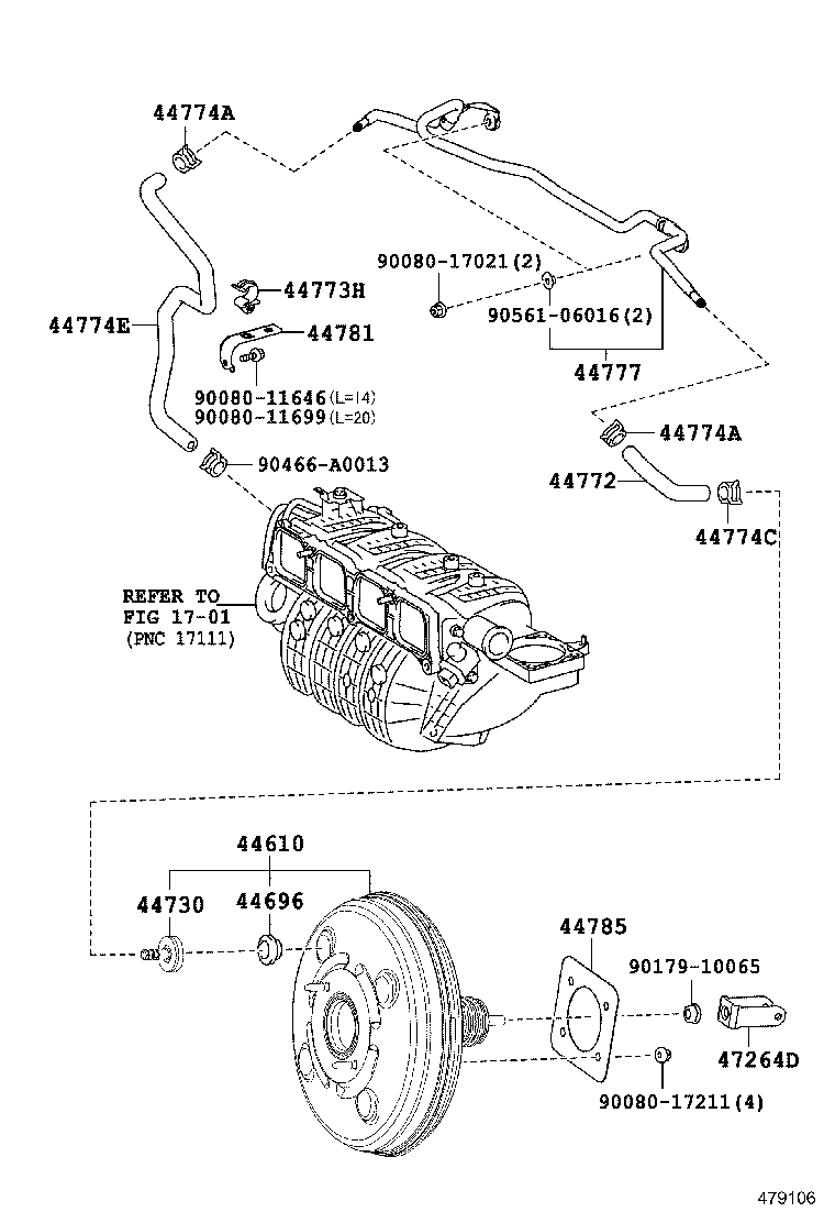  HIGHLANDER KLUGER |  BRAKE BOOSTER VACUUM TUBE