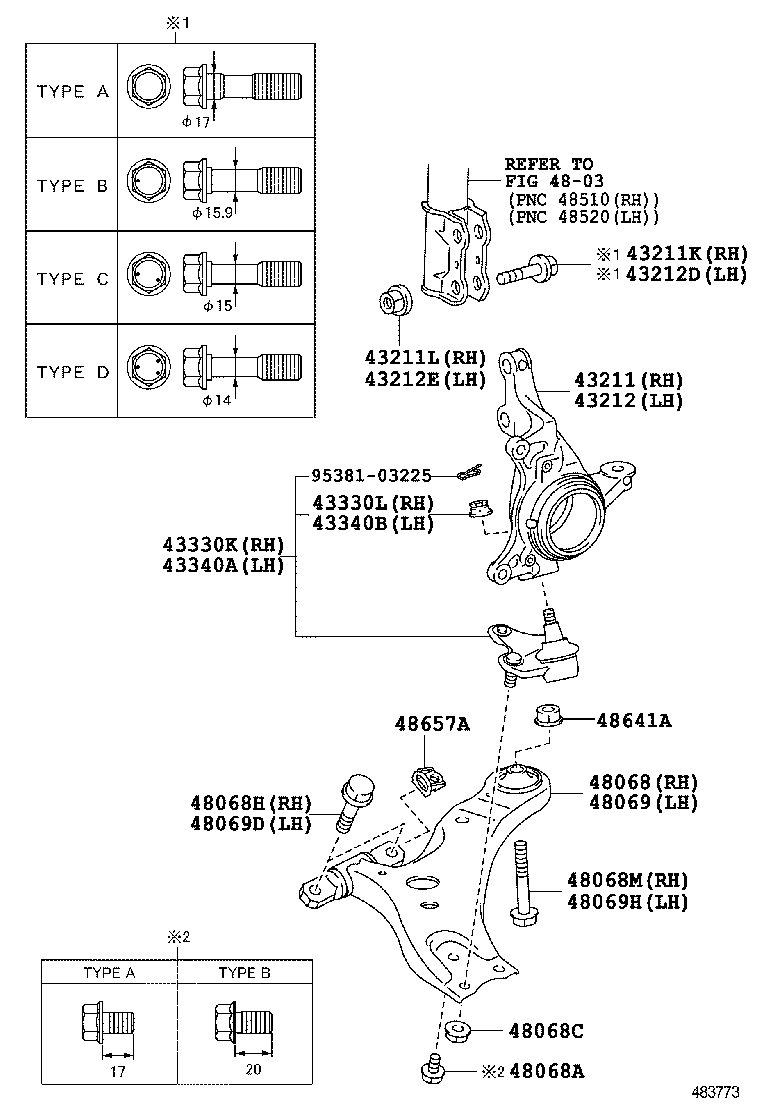  AVALON |  FRONT AXLE ARM STEERING KNUCKLE