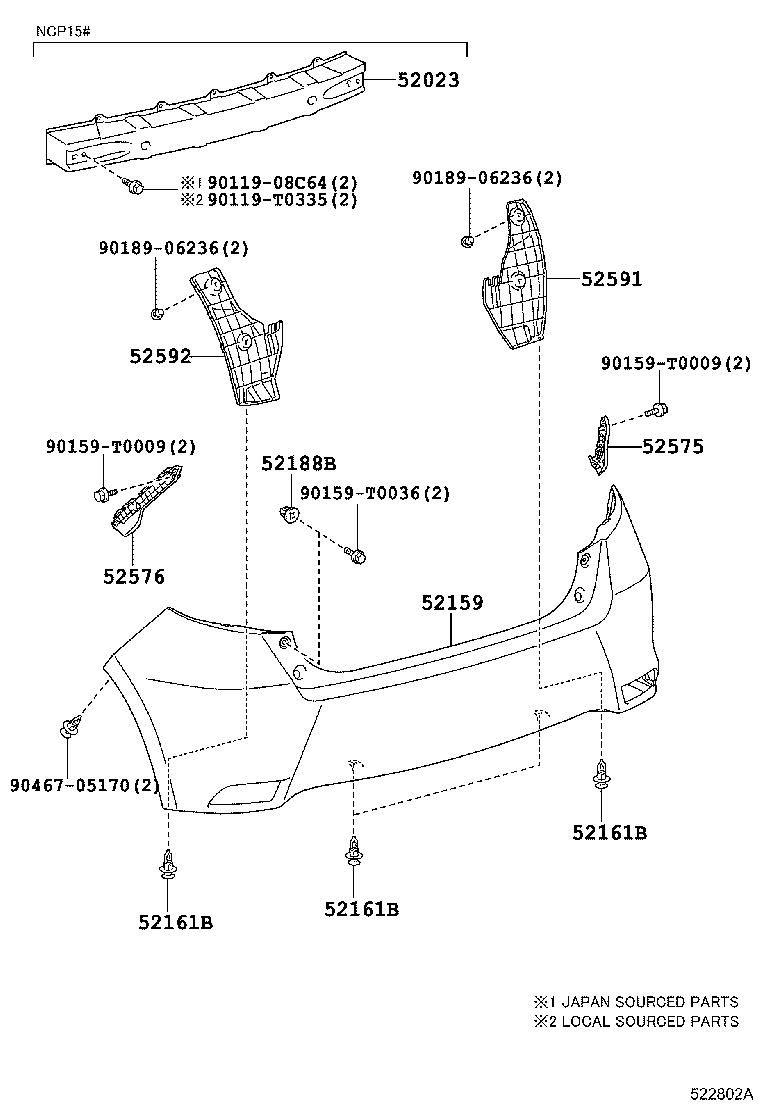  YARIS |  REAR BUMPER BUMPER STAY