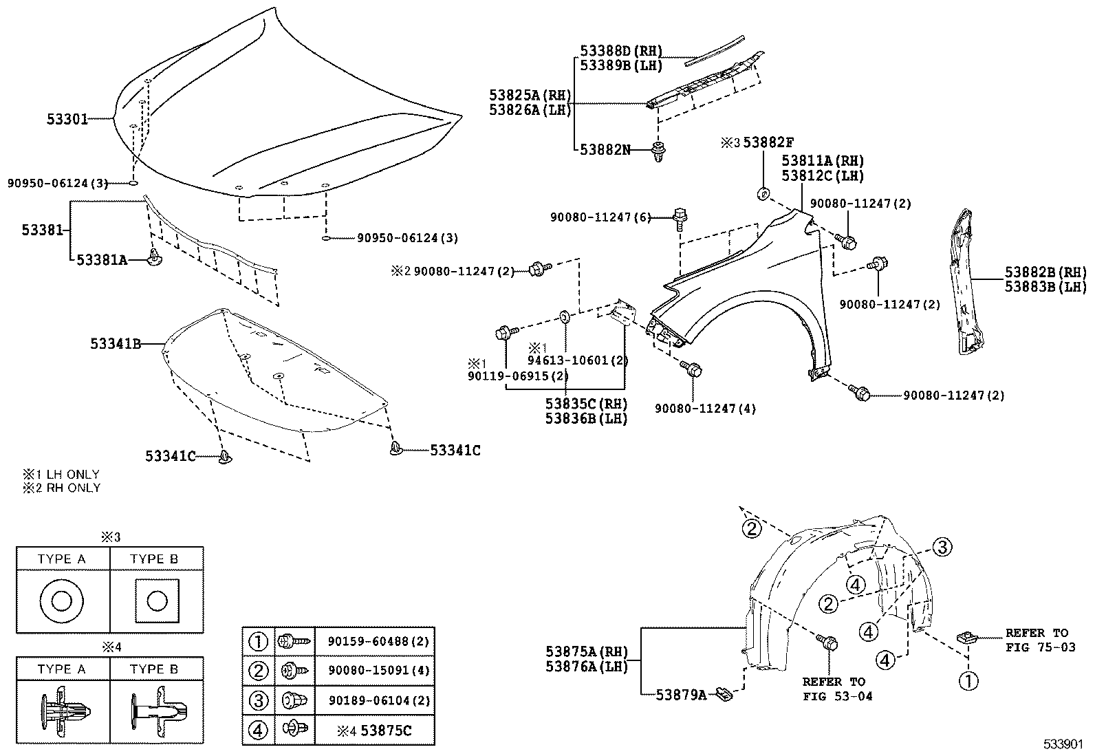  AVALON |  HOOD FRONT FENDER