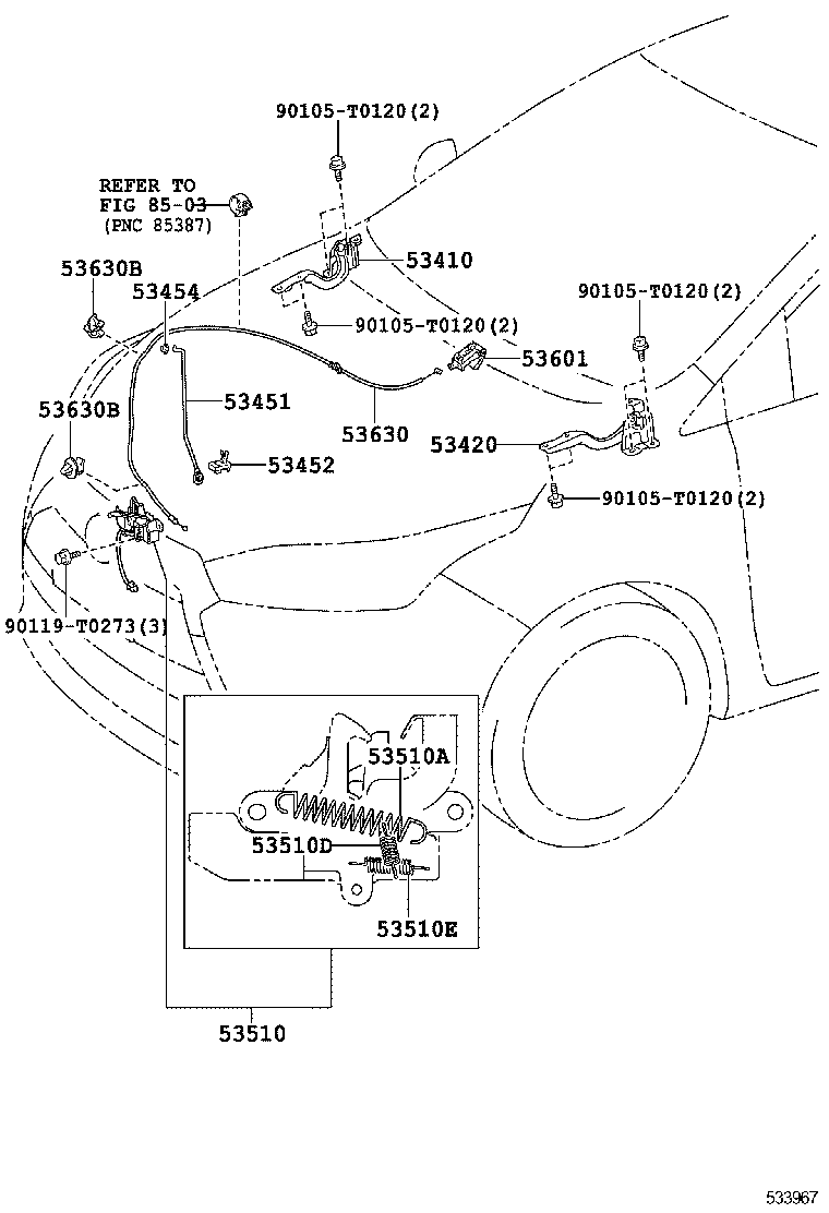  YARIS |  HOOD LOCK HINGE