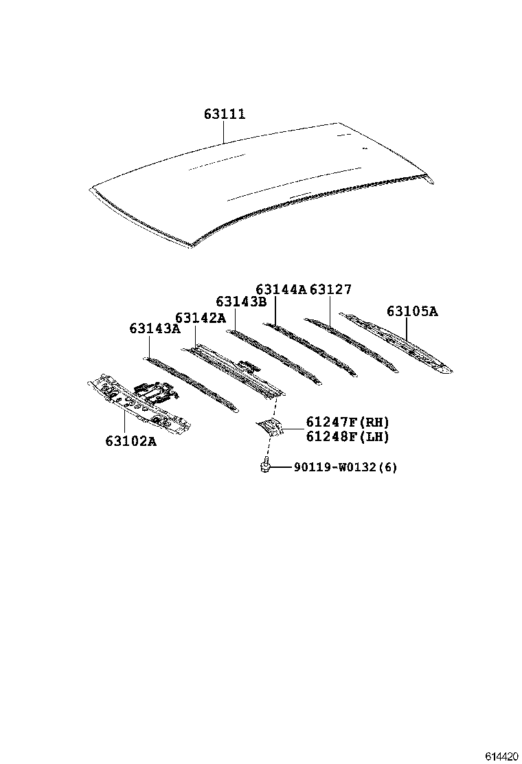  AURIS UKP |  ROOF PANEL BACK WINDOW GLASS
