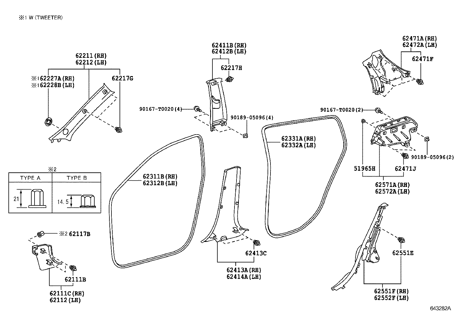  YARIS |  INSIDE TRIM BOARD DOOR OPENING TRIM MOULDING