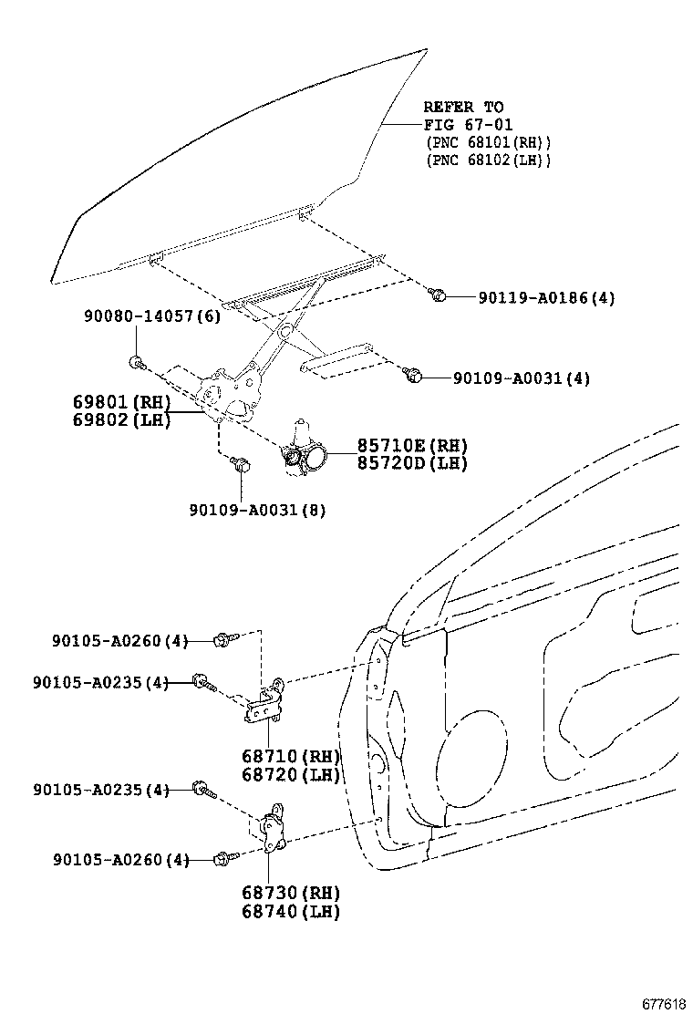  AVALON |  FRONT DOOR WINDOW REGULATOR HINGE