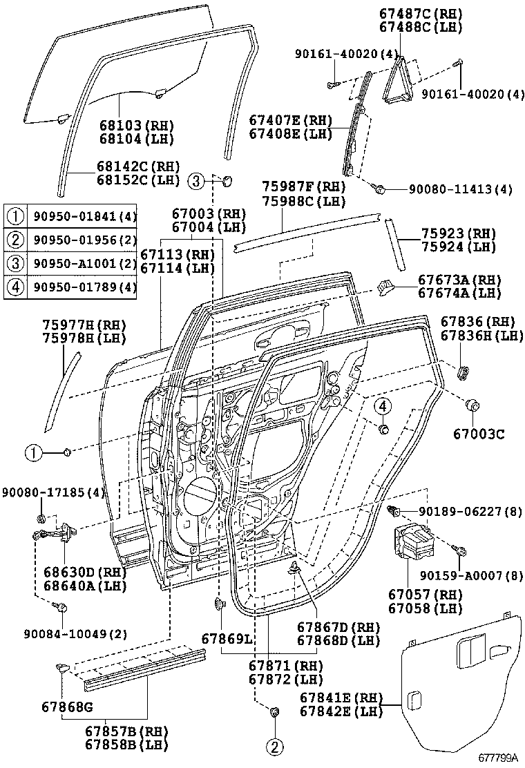  VENZA |  REAR DOOR PANEL GLASS