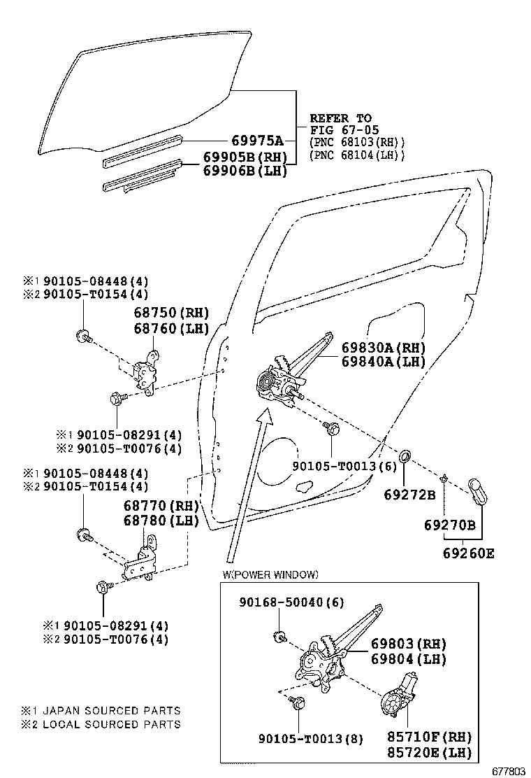 YARIS |  REAR DOOR WINDOW REGULATOR HINGE