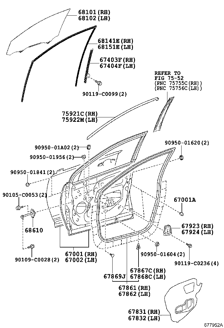  RAV4 CHINA |  FRONT DOOR PANEL GLASS