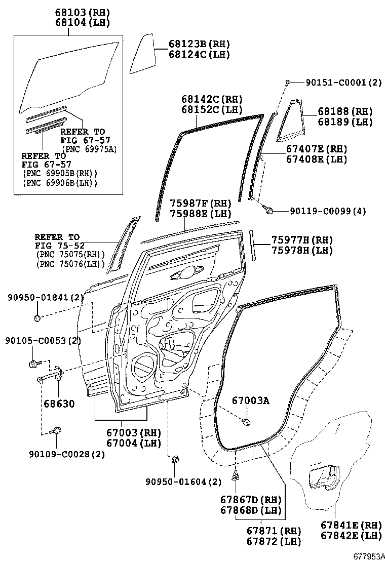  RAV4 CHINA |  REAR DOOR PANEL GLASS
