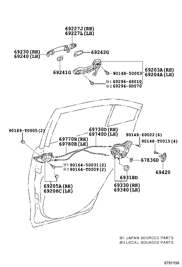 YARIS |  REAR DOOR LOCK HANDLE