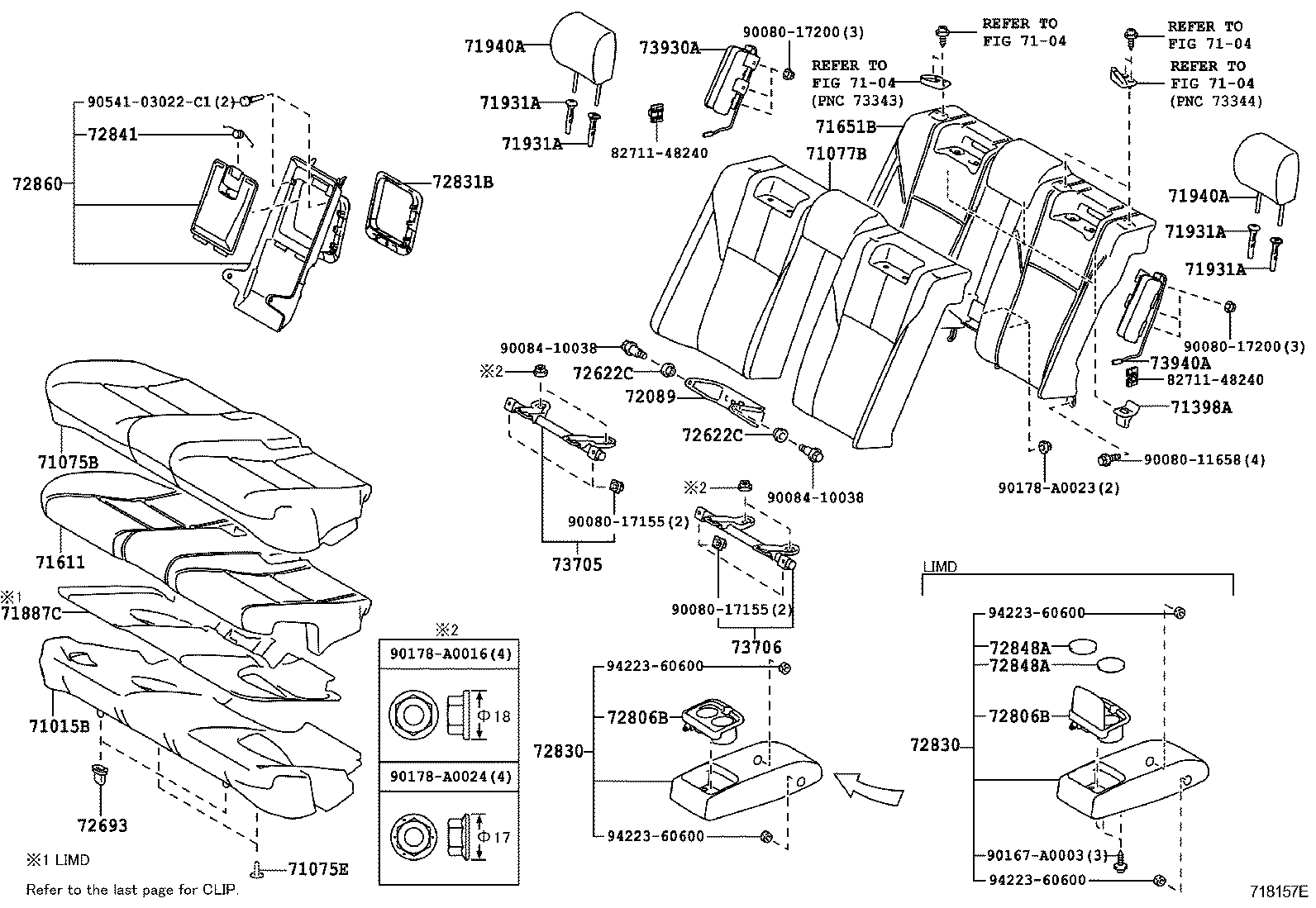  AVALON |  REAR SEAT SEAT TRACK