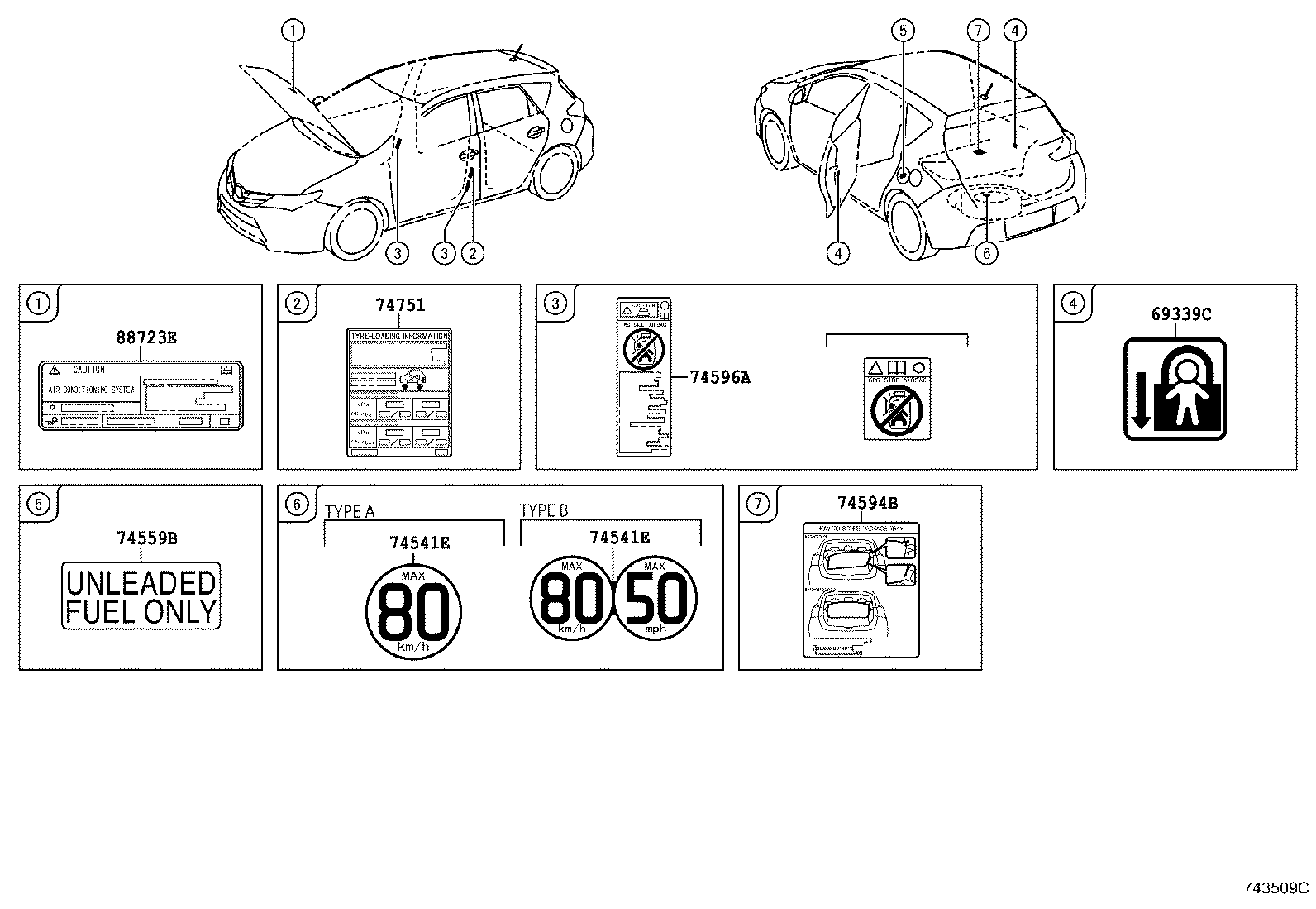  AURIS UKP |  CAUTION PLATE EXTERIOR INTERIOR
