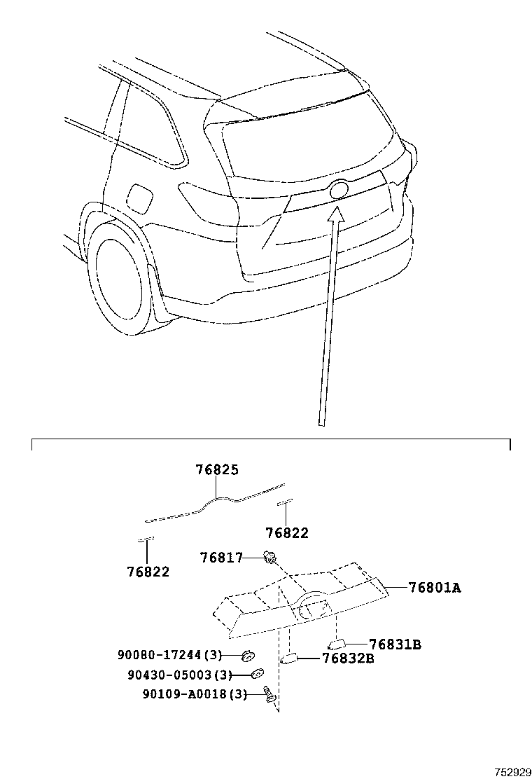  HIGHLANDER KLUGER |  REAR MOULDING