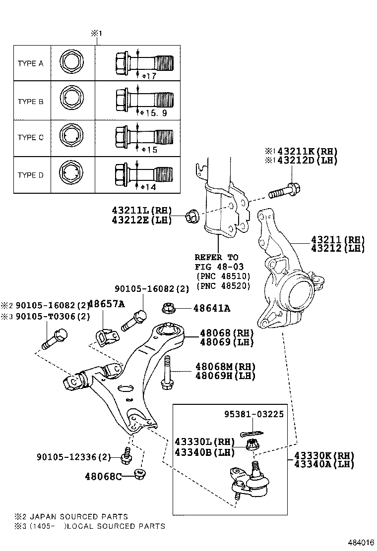 CAMRY HYBRID ASIA | FRONT AXLE ARM STEERING KNUCKLE