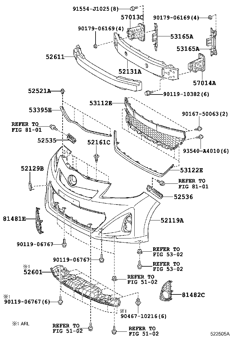  YARIS |  FRONT BUMPER BUMPER STAY