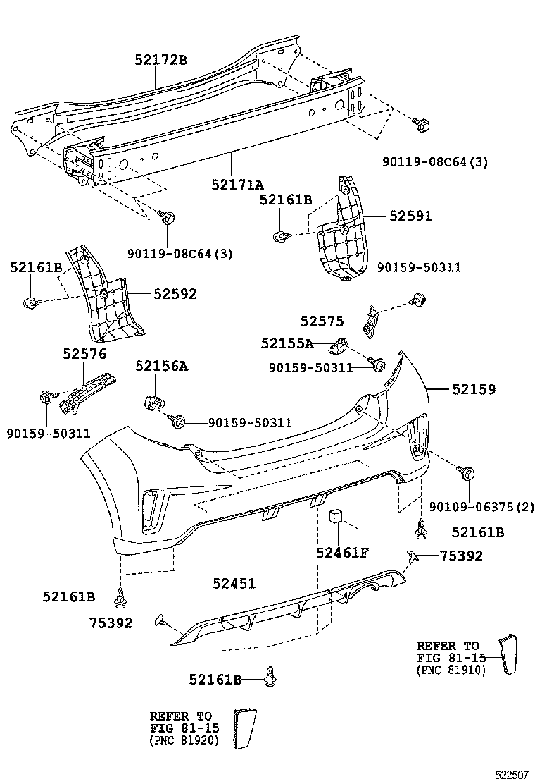  YARIS |  REAR BUMPER BUMPER STAY