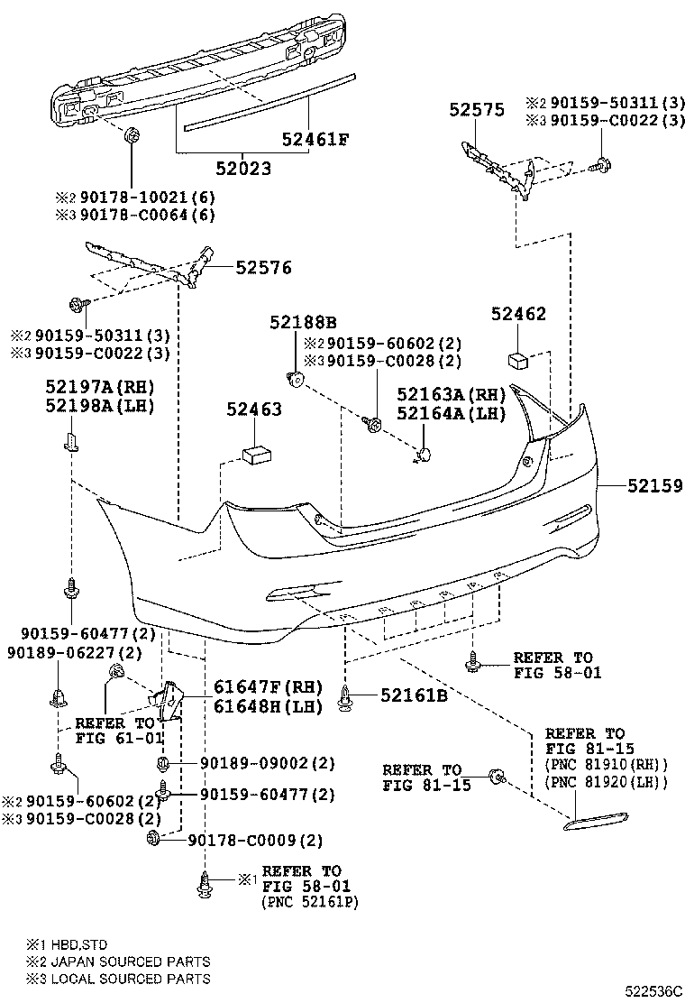  CAMRY HYBRID CHINA |  REAR BUMPER BUMPER STAY