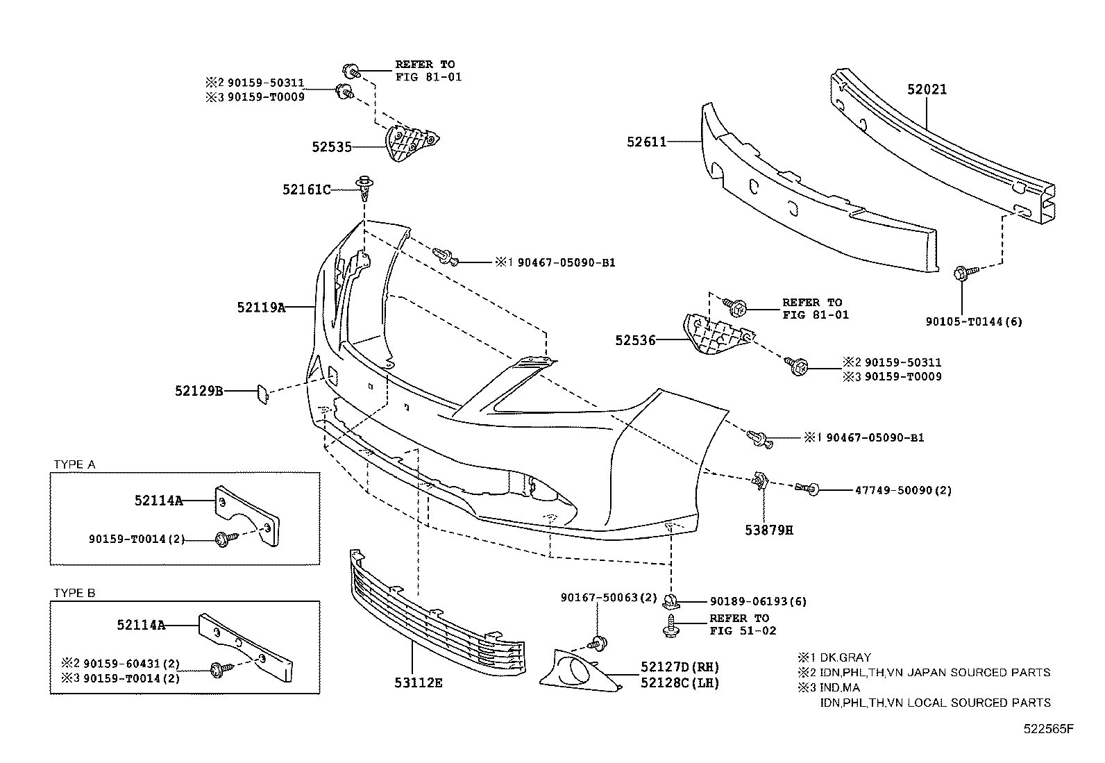  CAMRY HYBRID ASIA |  FRONT BUMPER BUMPER STAY
