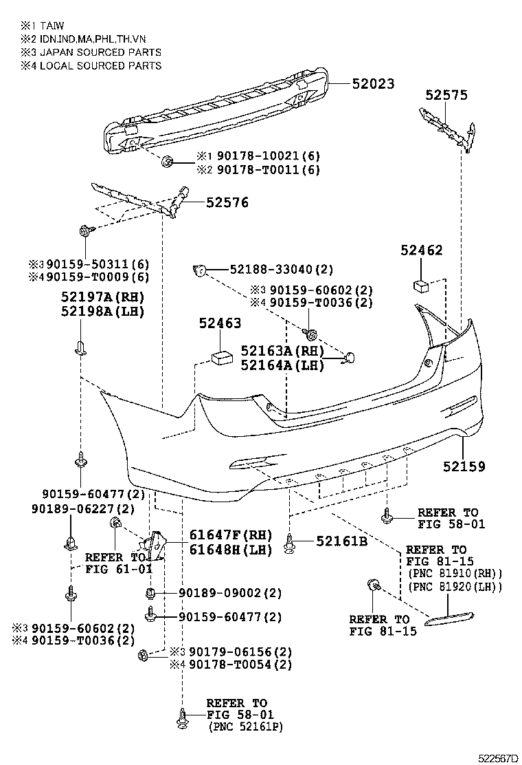  CAMRY HYBRID ASIA |  REAR BUMPER BUMPER STAY