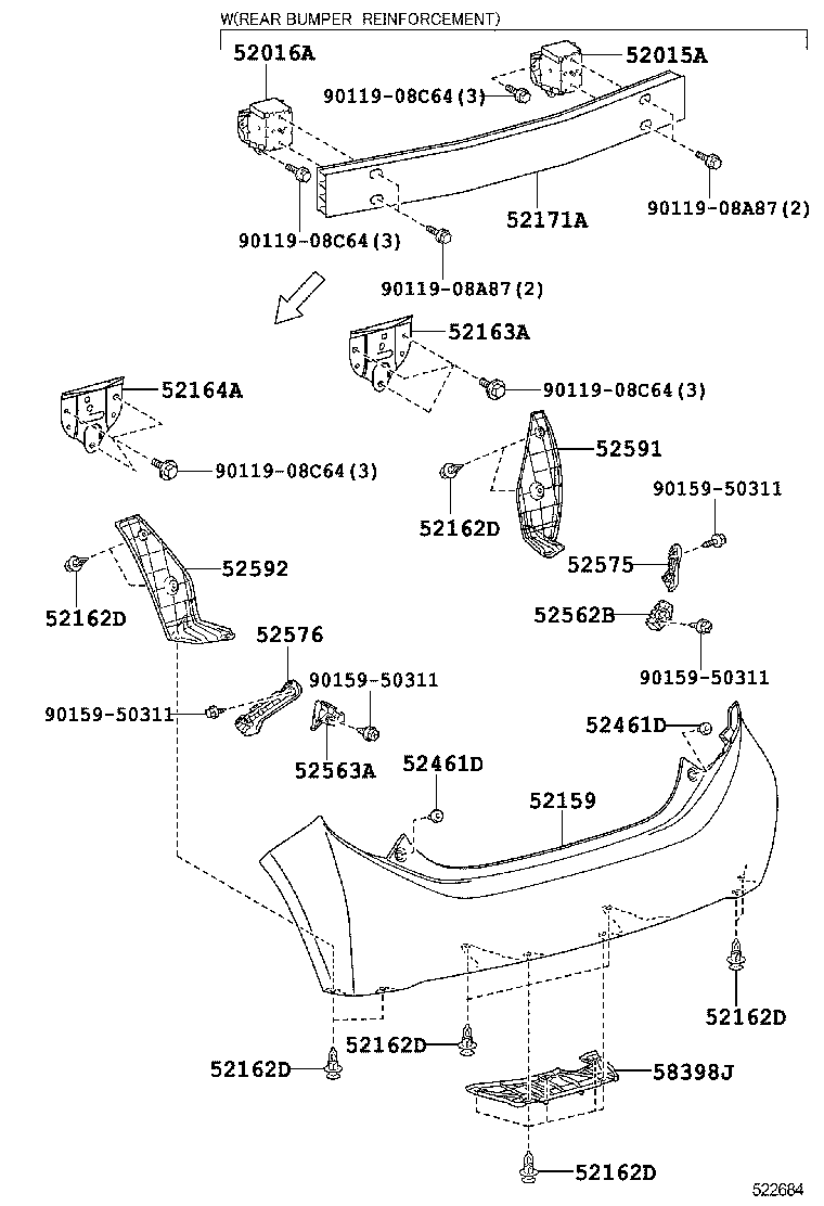  PRIUS C |  REAR BUMPER BUMPER STAY