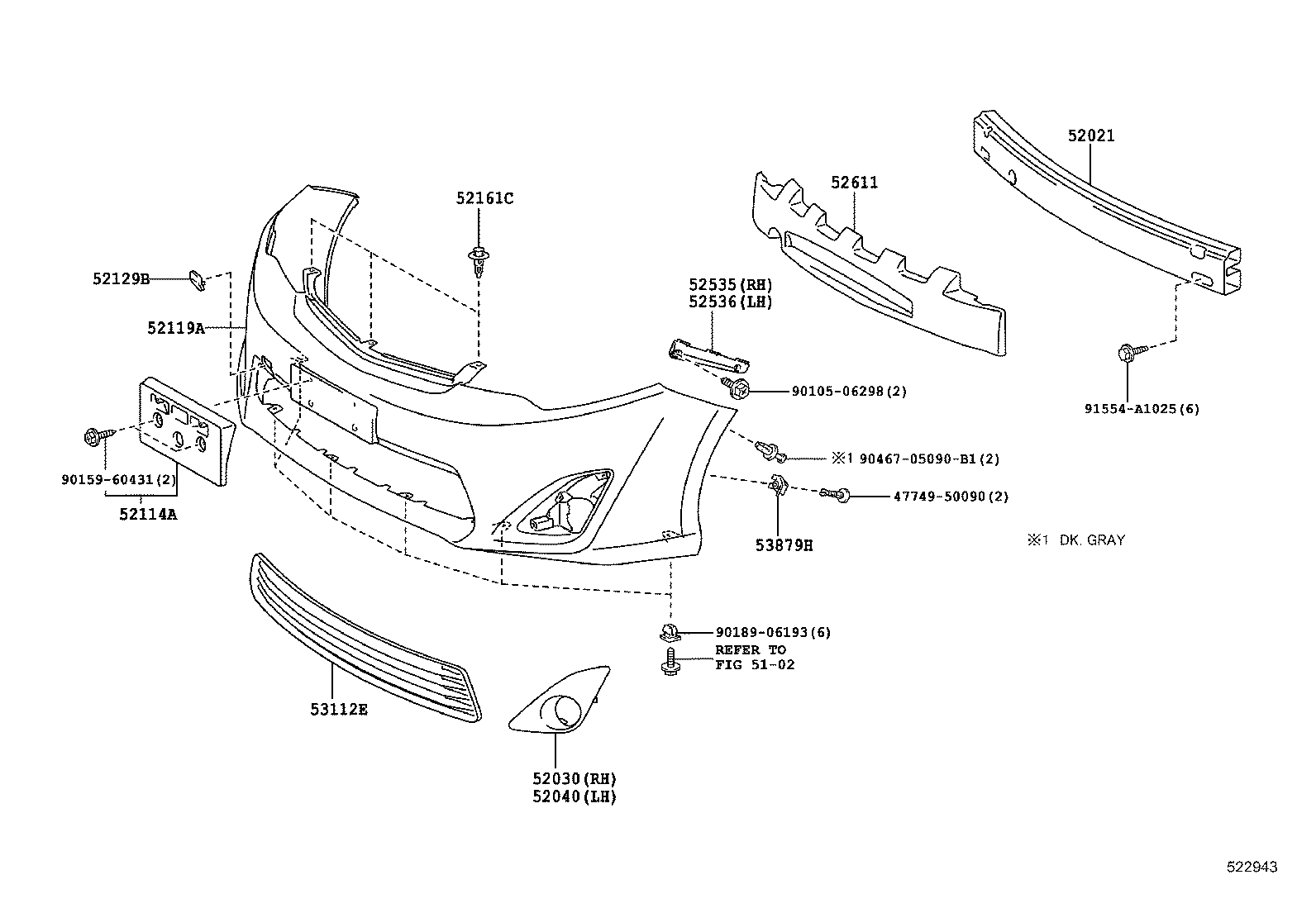  CAMRY AURION HV ARL |  FRONT BUMPER BUMPER STAY