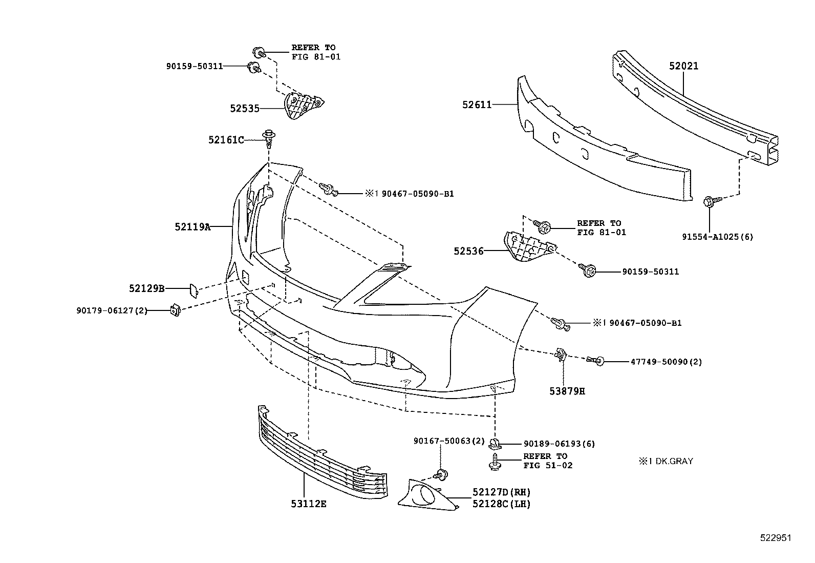  CAMRY HYBRID ASIA |  FRONT BUMPER BUMPER STAY