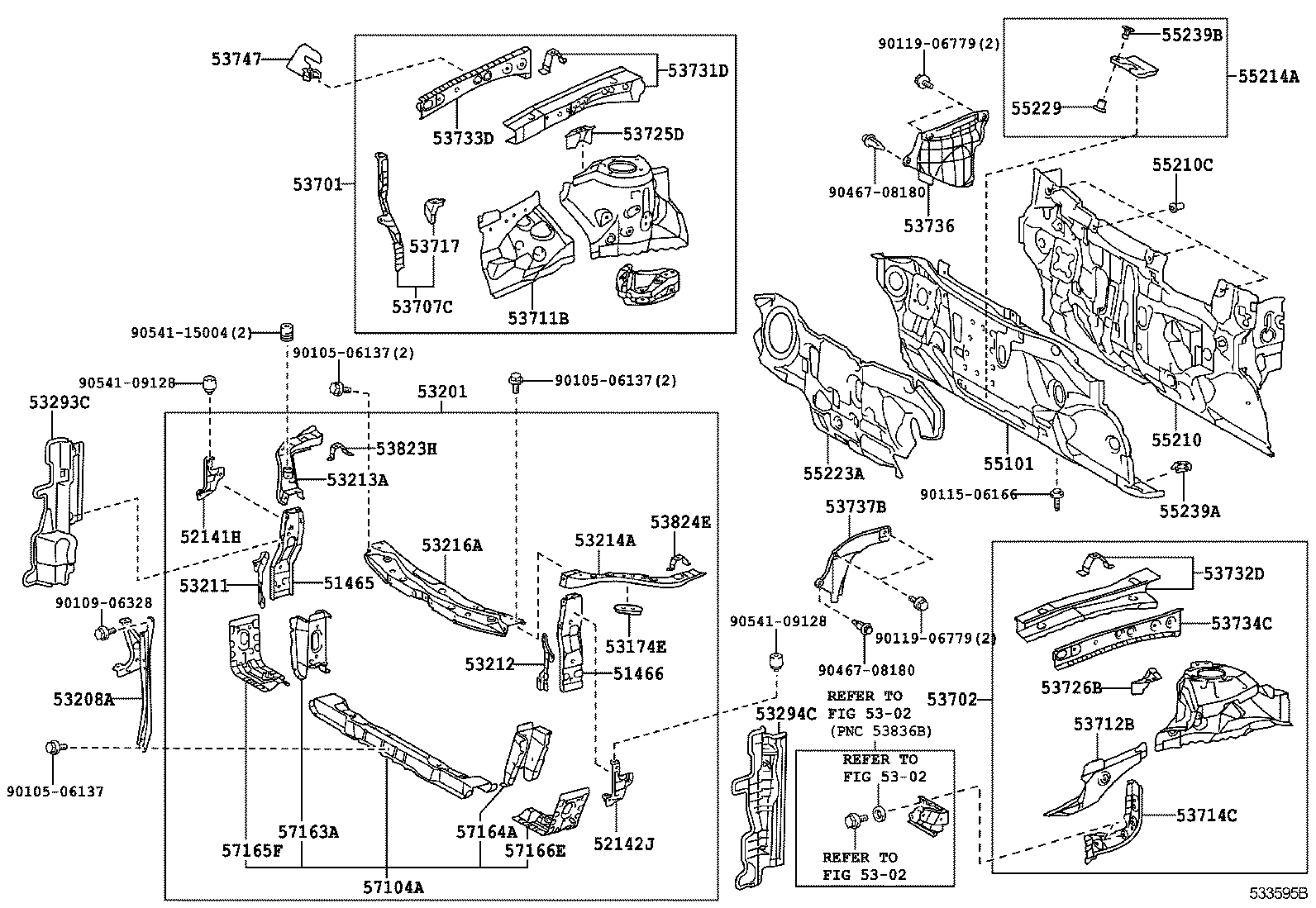  CAMRY AURION HV ARL |  FRONT FENDER APRON DASH PANEL
