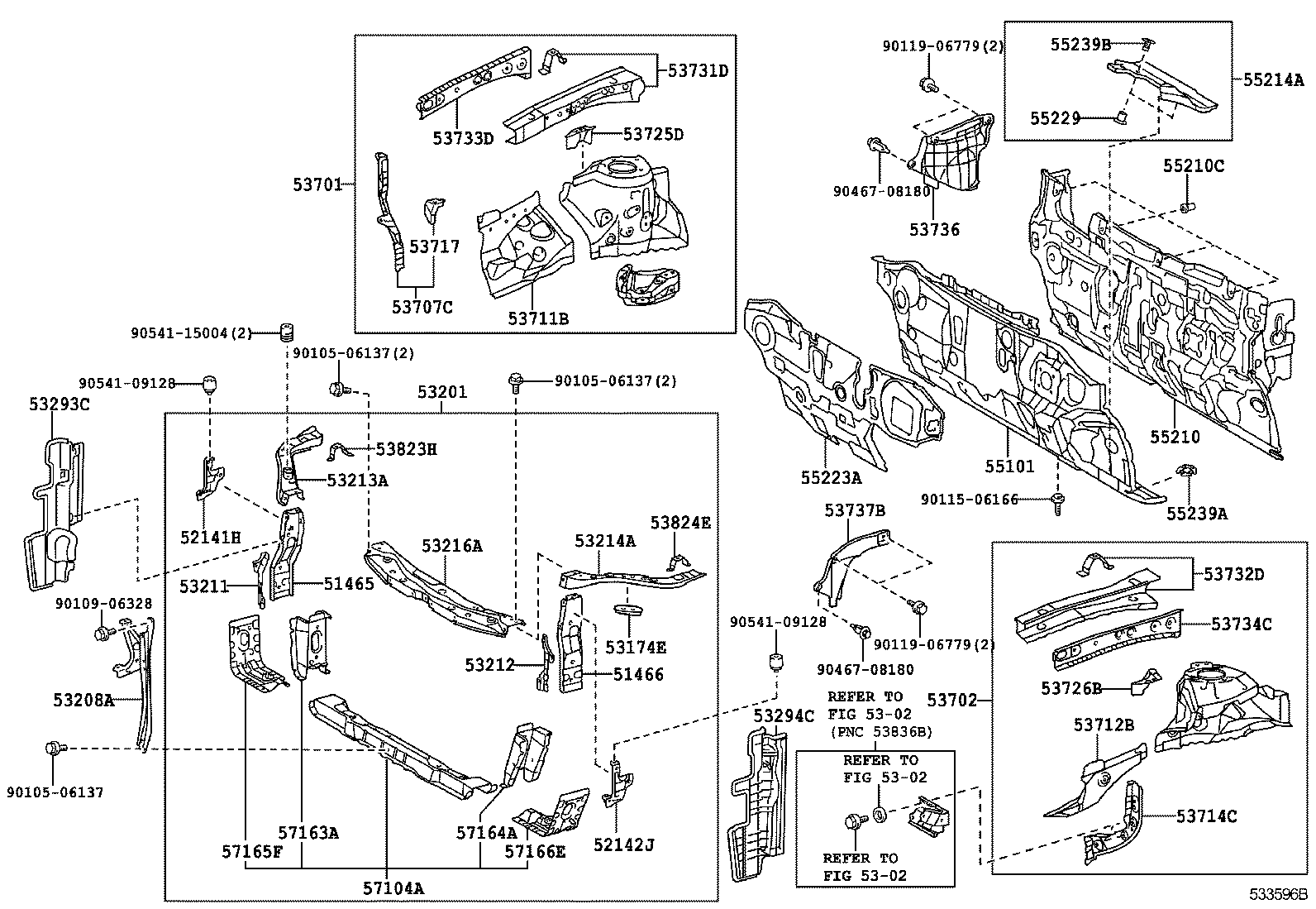  CAMRY AURION HV ARL |  FRONT FENDER APRON DASH PANEL