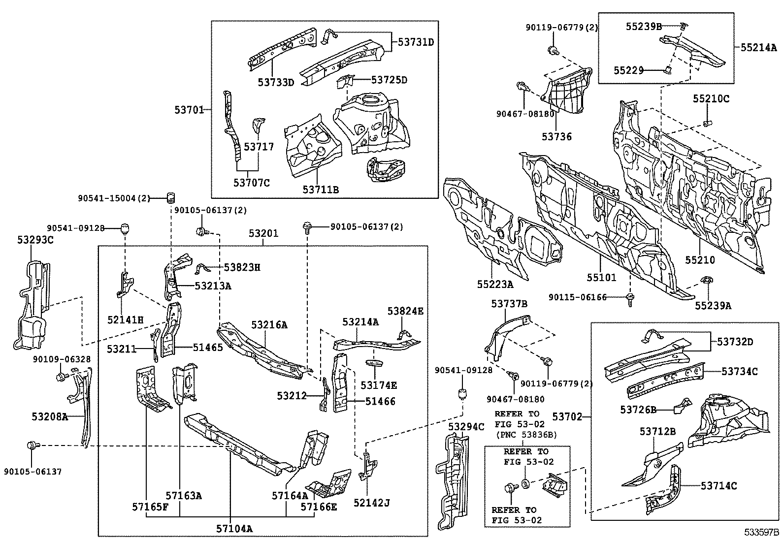  CAMRY AURION HV ARL |  FRONT FENDER APRON DASH PANEL