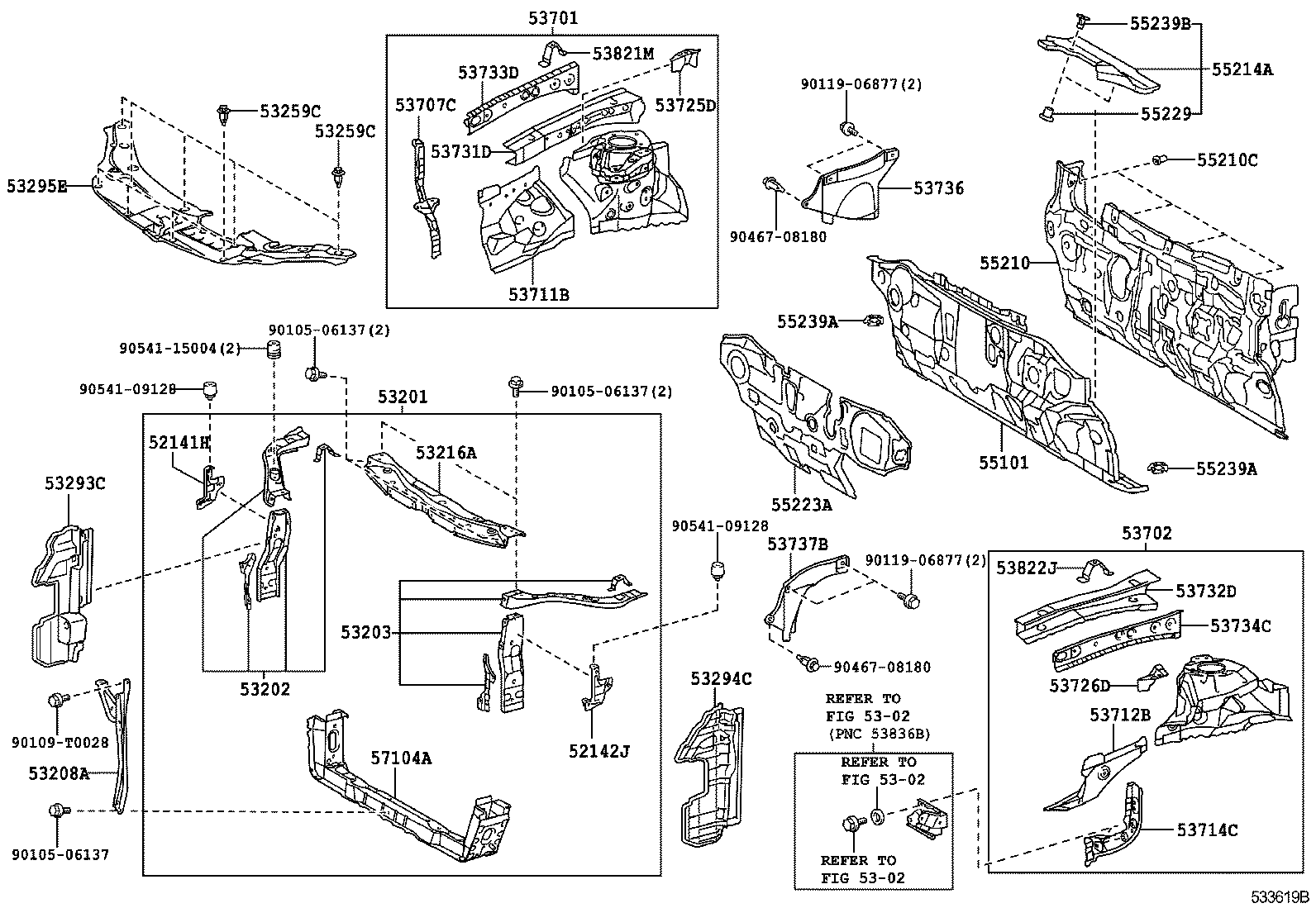  CAMRY HYBRID ASIA |  FRONT FENDER APRON DASH PANEL