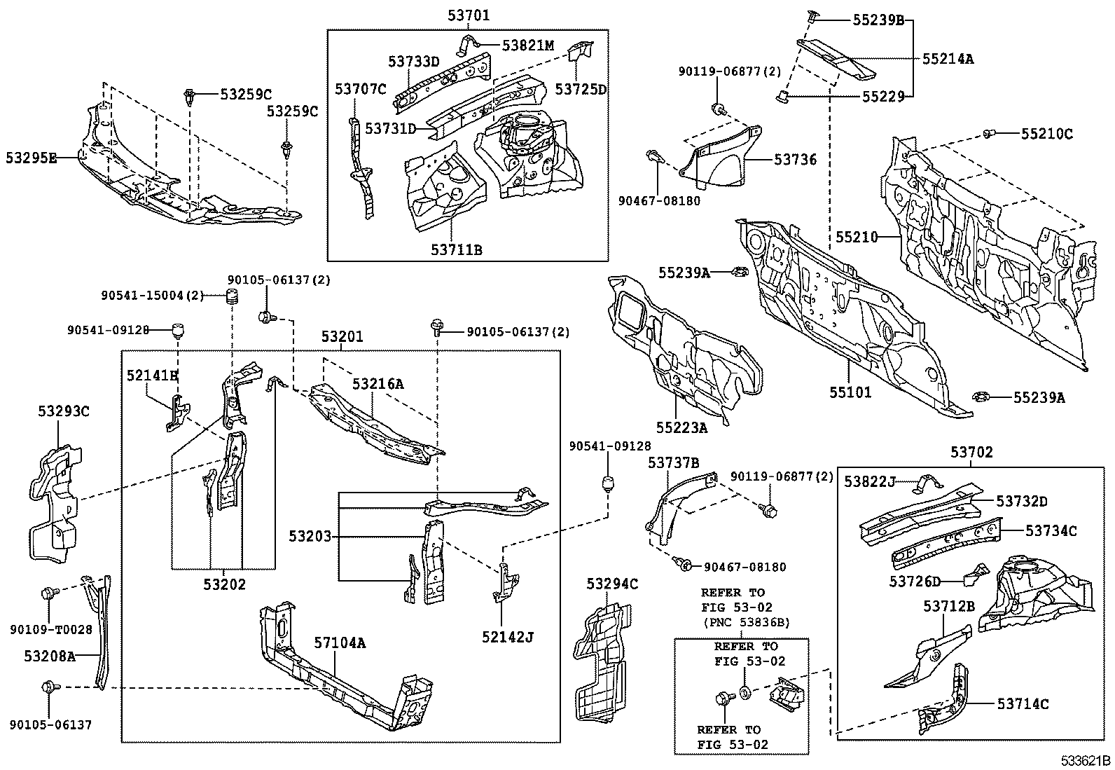  CAMRY HYBRID ASIA |  FRONT FENDER APRON DASH PANEL