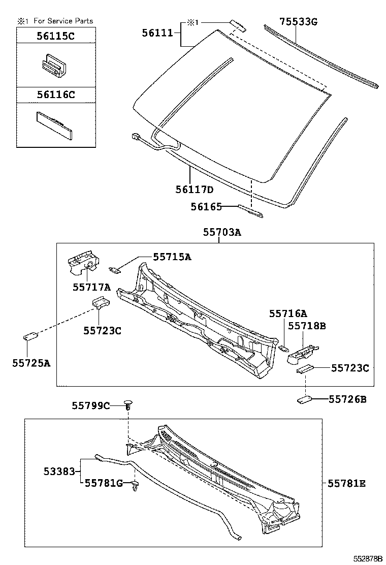  LAND CRUISER CHINA |  COWL PANEL WINDSHIELD GLASS