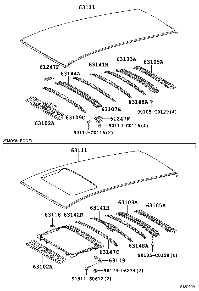  EZ |  ROOF PANEL BACK WINDOW GLASS