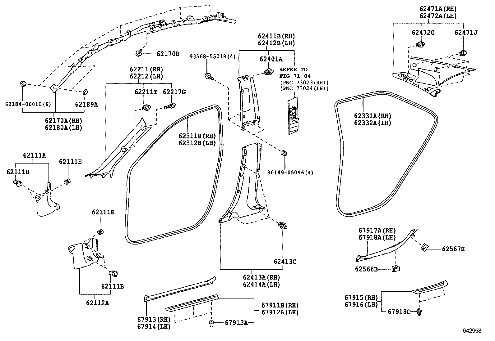  CAMRY AURION HV ARL |  INSIDE TRIM BOARD DOOR OPENING TRIM MOULDING
