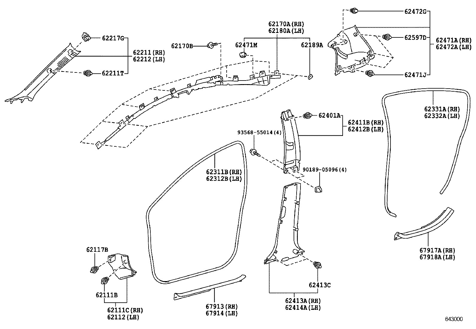  PRIUS C |  INSIDE TRIM BOARD DOOR OPENING TRIM MOULDING