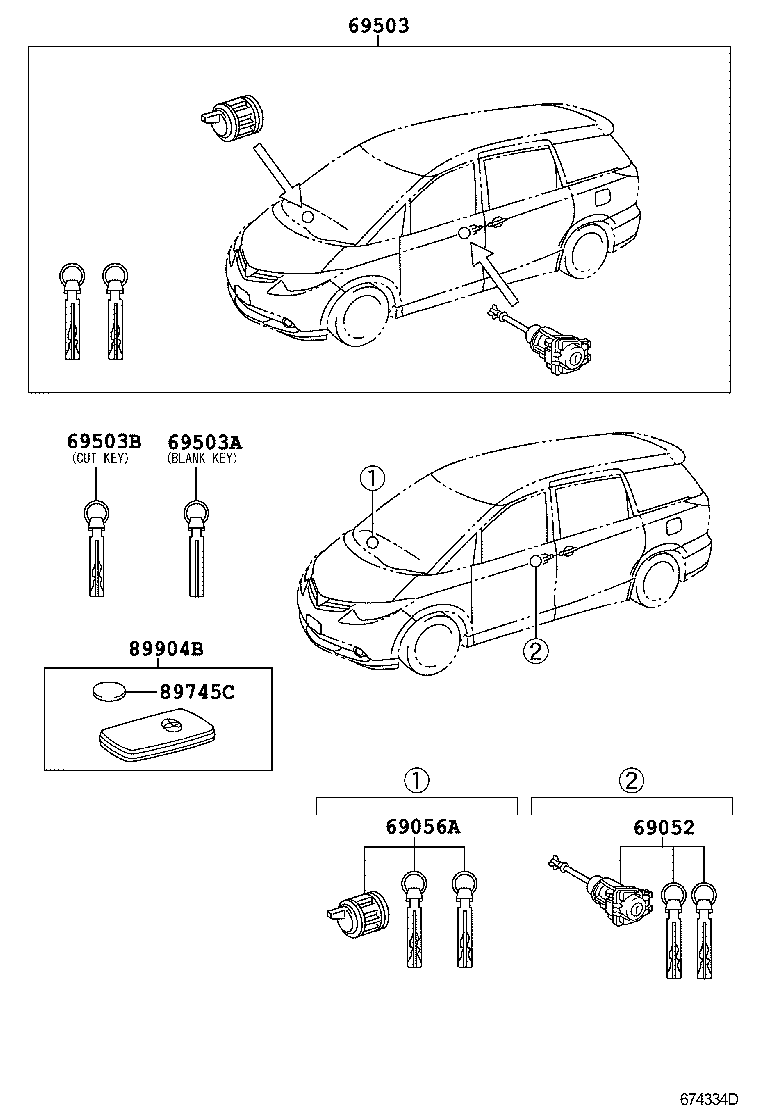  PREVIA TARAGO |  LOCK CYLINDER SET