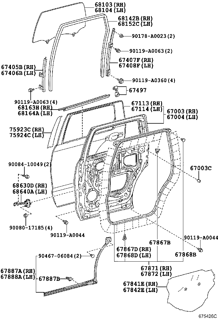  SEQUOIA |  REAR DOOR PANEL GLASS