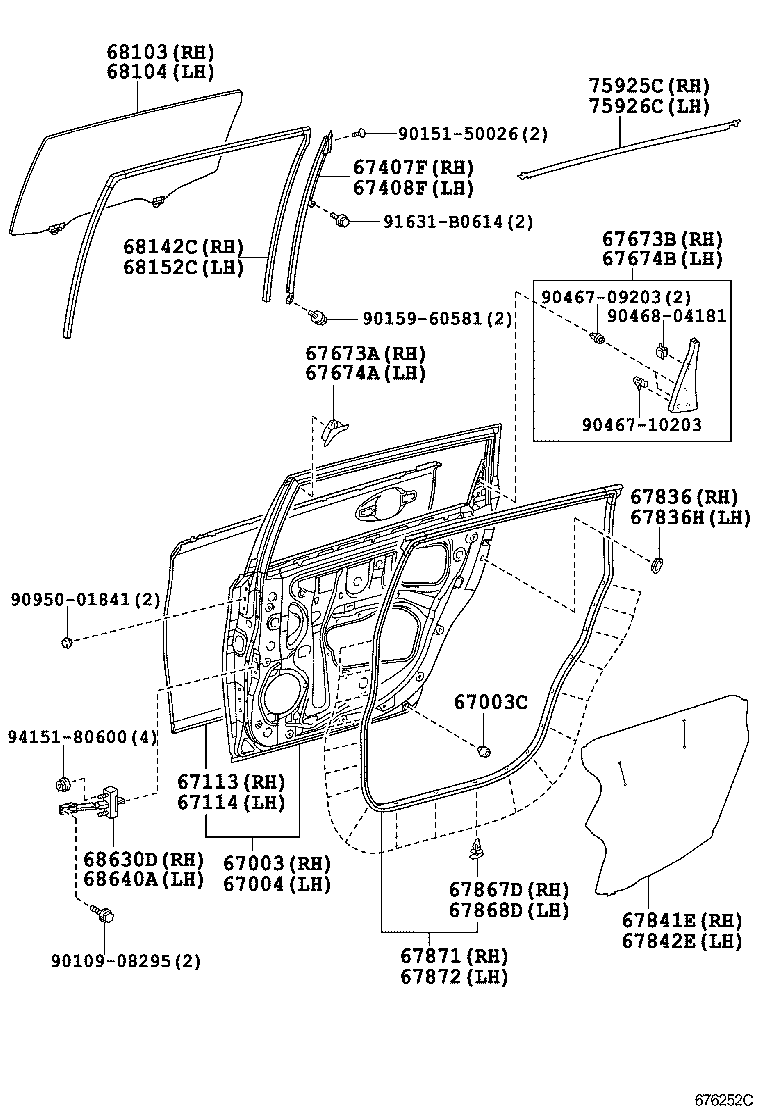  WISH |  REAR DOOR PANEL GLASS