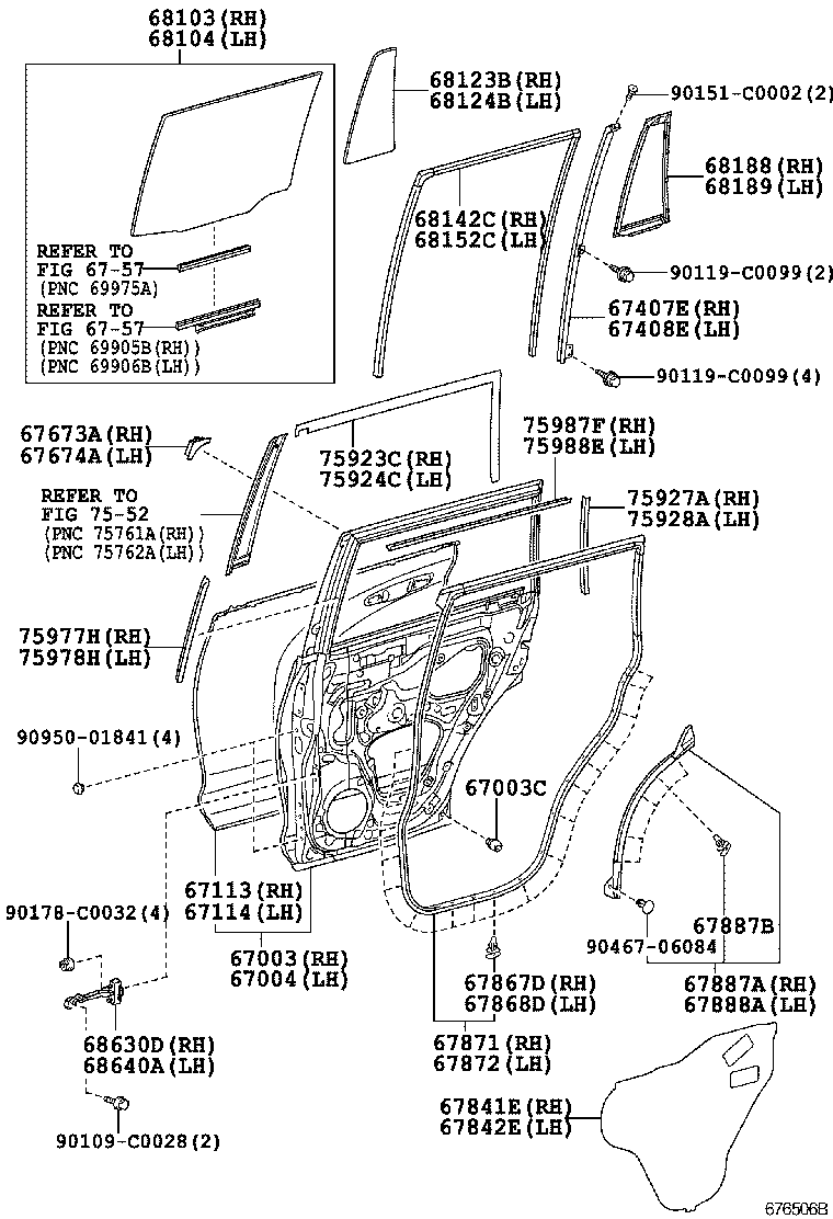  LAND CRUISER PRADO |  REAR DOOR PANEL GLASS