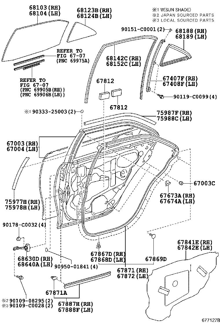  CAMRY HYBRID CHINA |  REAR DOOR PANEL GLASS