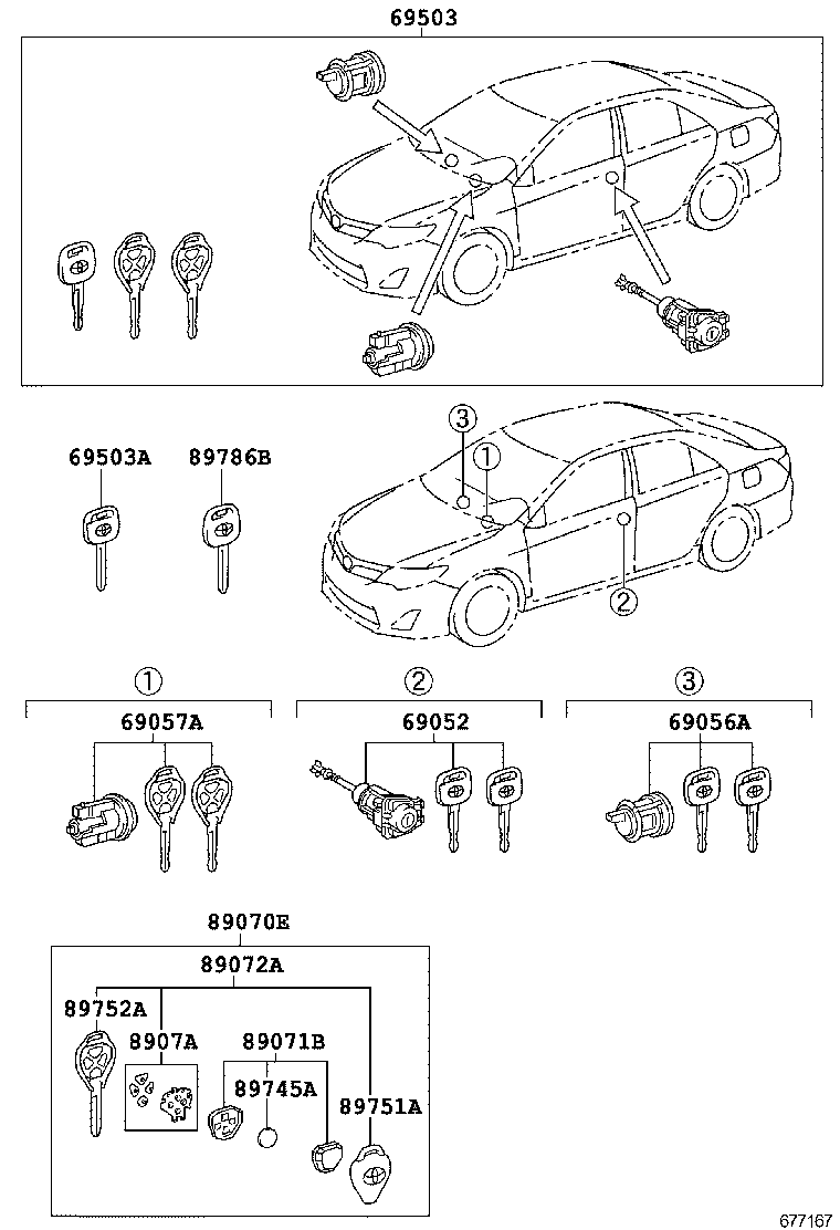  CAMRY AURION HV ARL |  LOCK CYLINDER SET