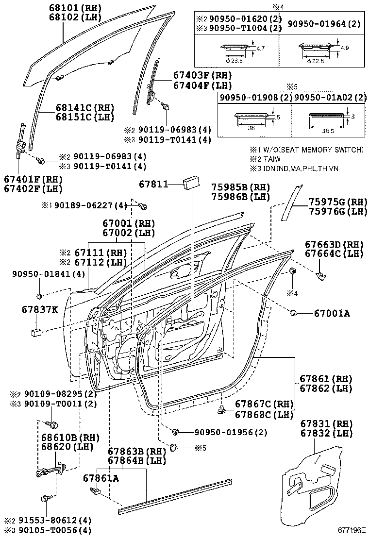  CAMRY HYBRID ASIA |  FRONT DOOR PANEL GLASS
