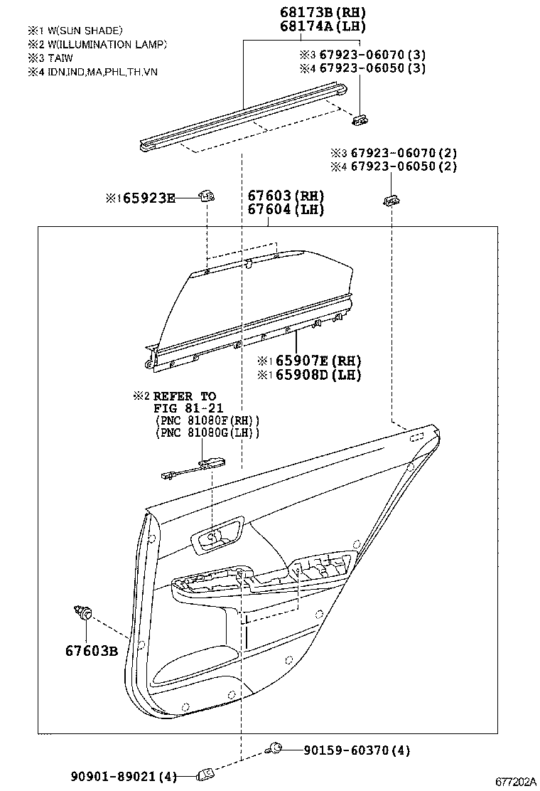  CAMRY HYBRID ASIA |  REAR DOOR PANEL GLASS