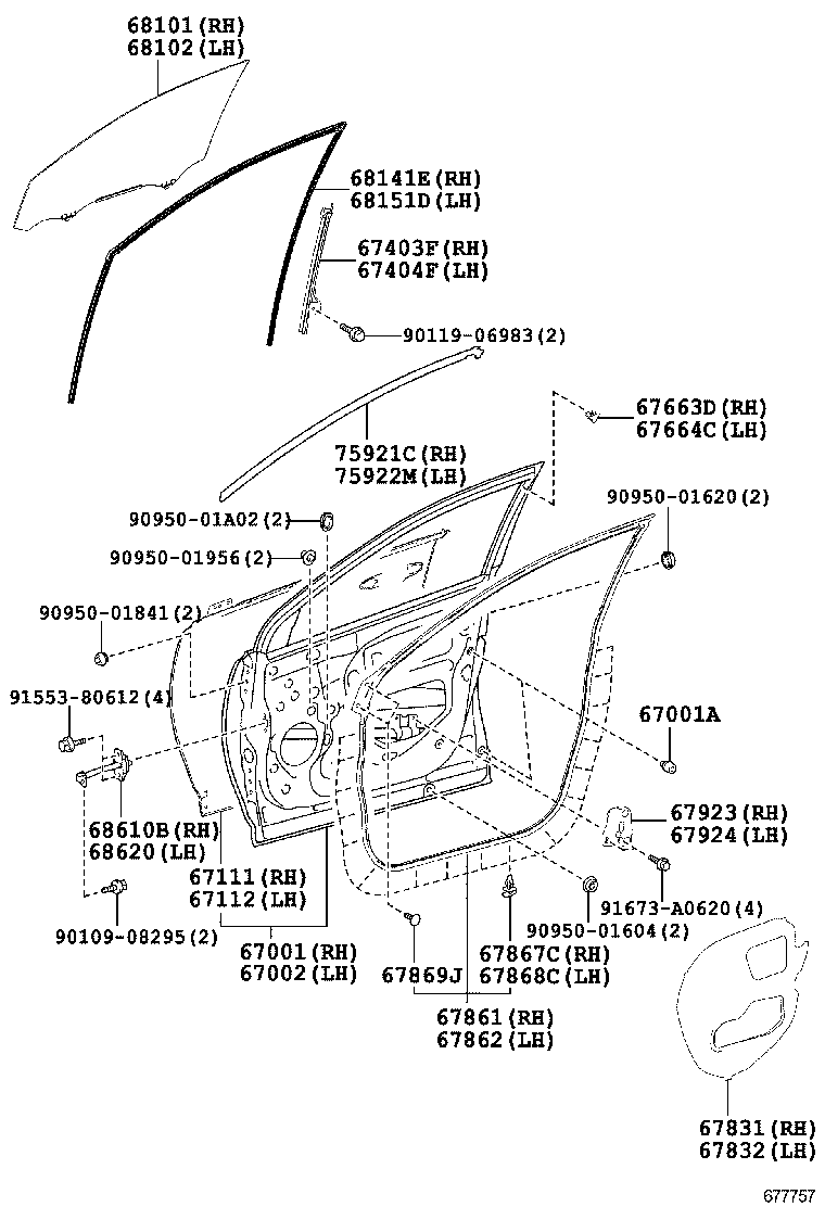  RAV4 |  FRONT DOOR PANEL GLASS