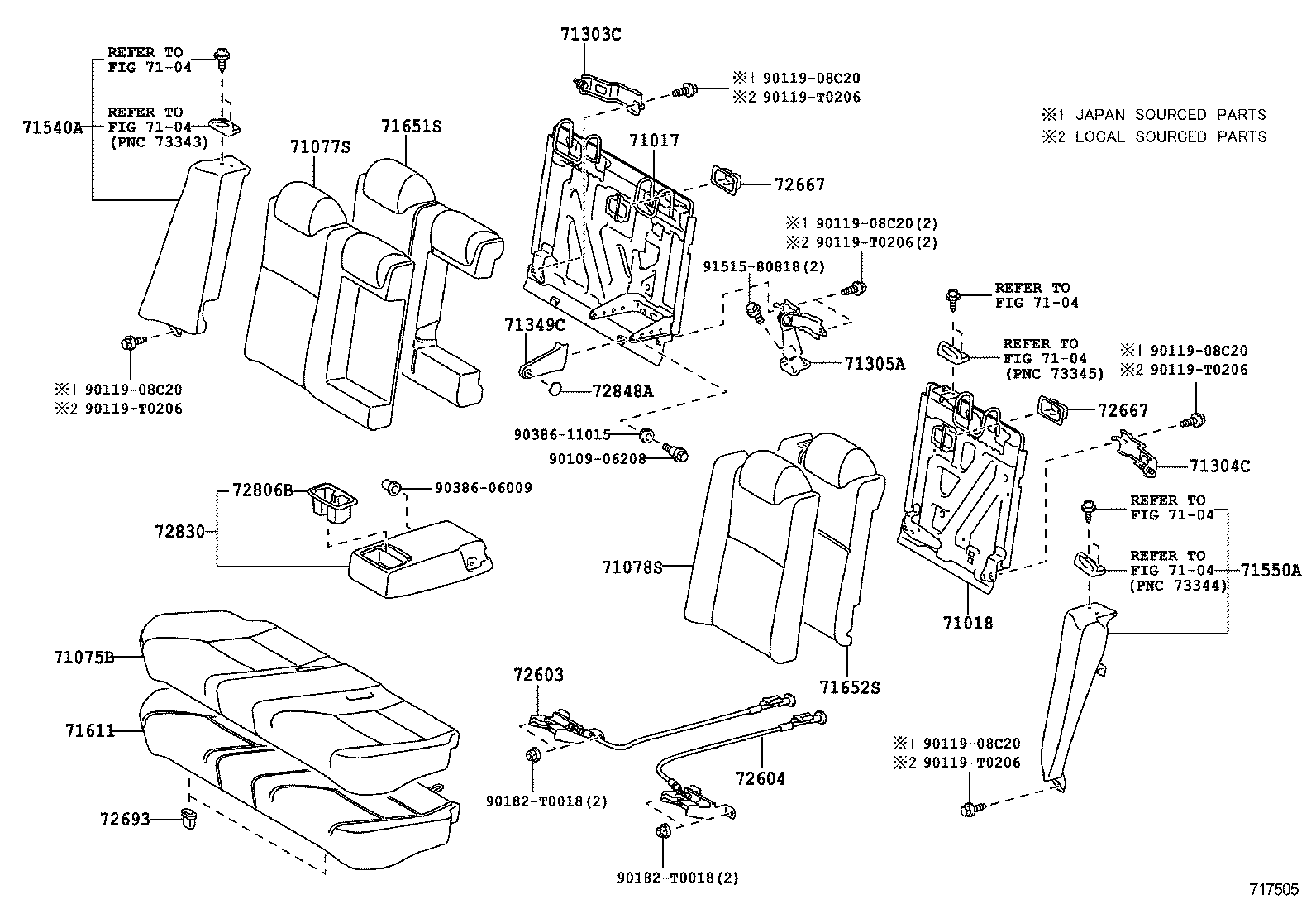  CAMRY AURION HV ARL |  REAR SEAT SEAT TRACK