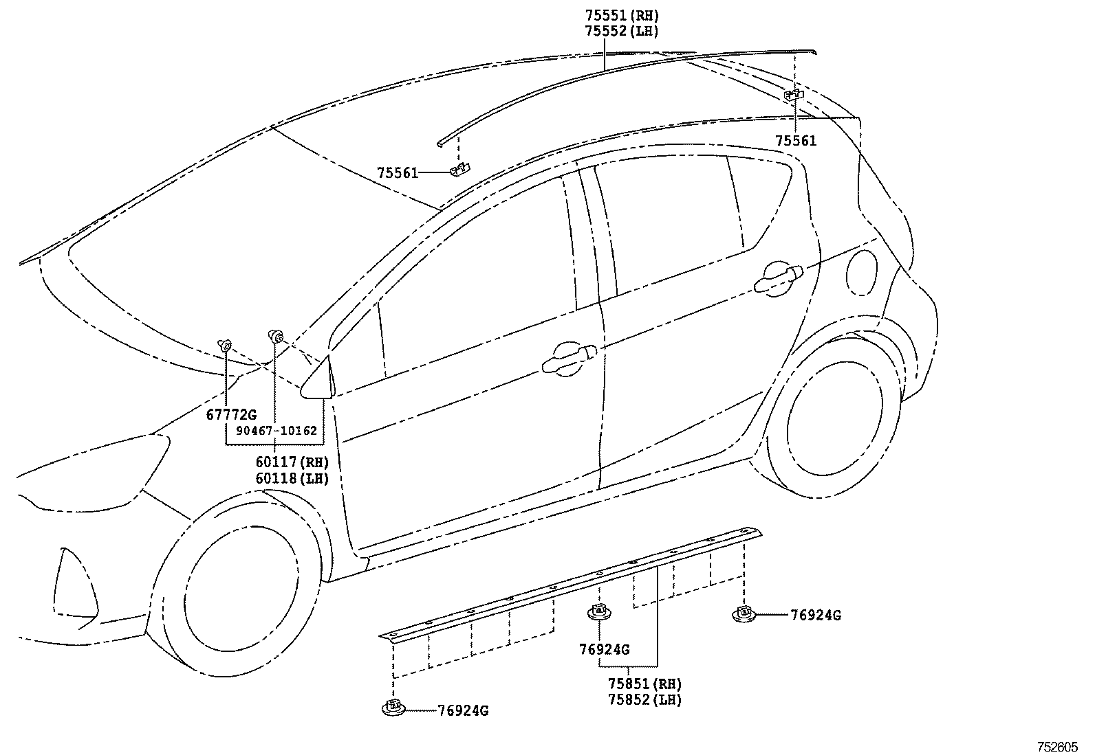  PRIUS C |  SIDE MOULDING
