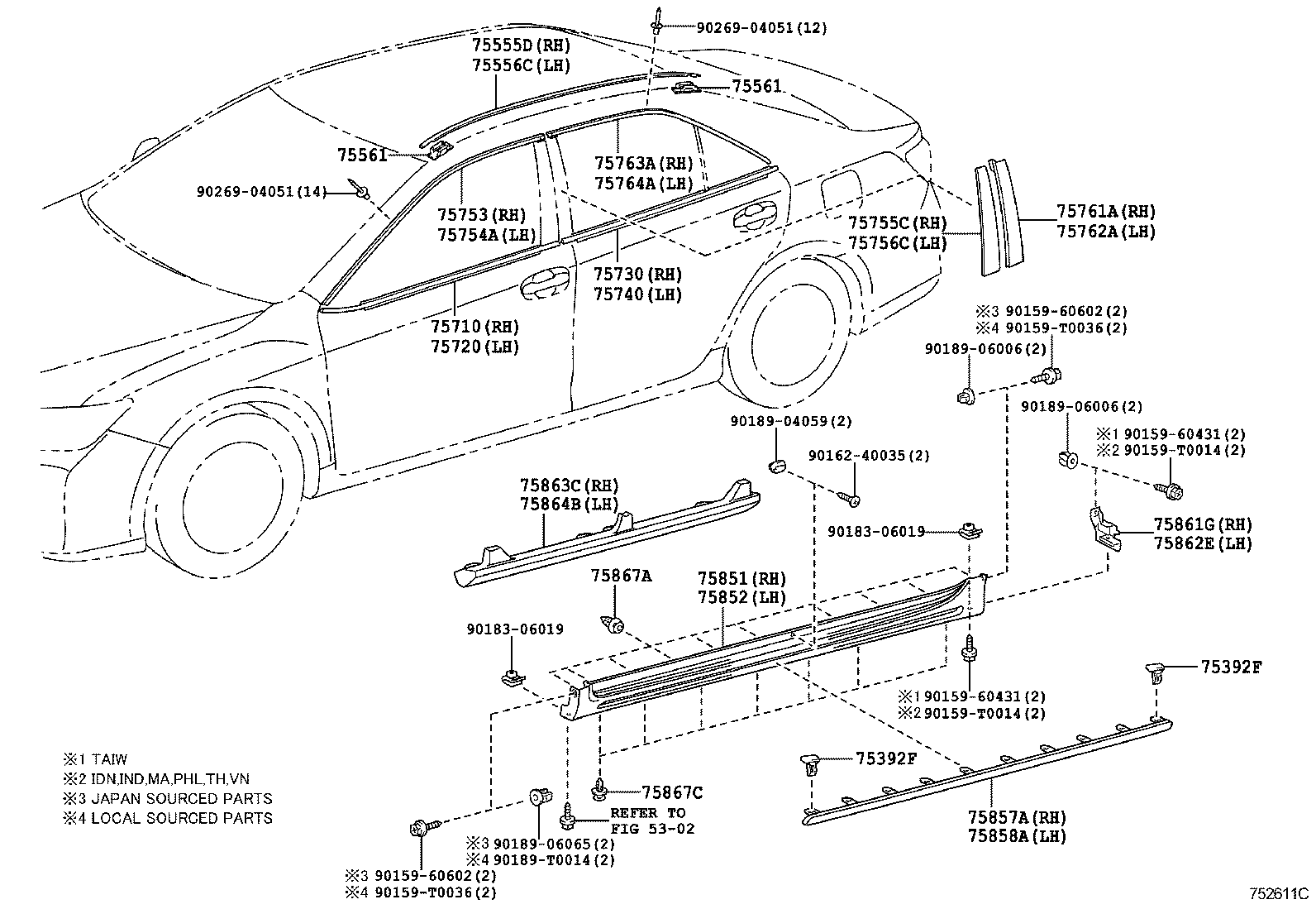  CAMRY HYBRID ASIA |  SIDE MOULDING