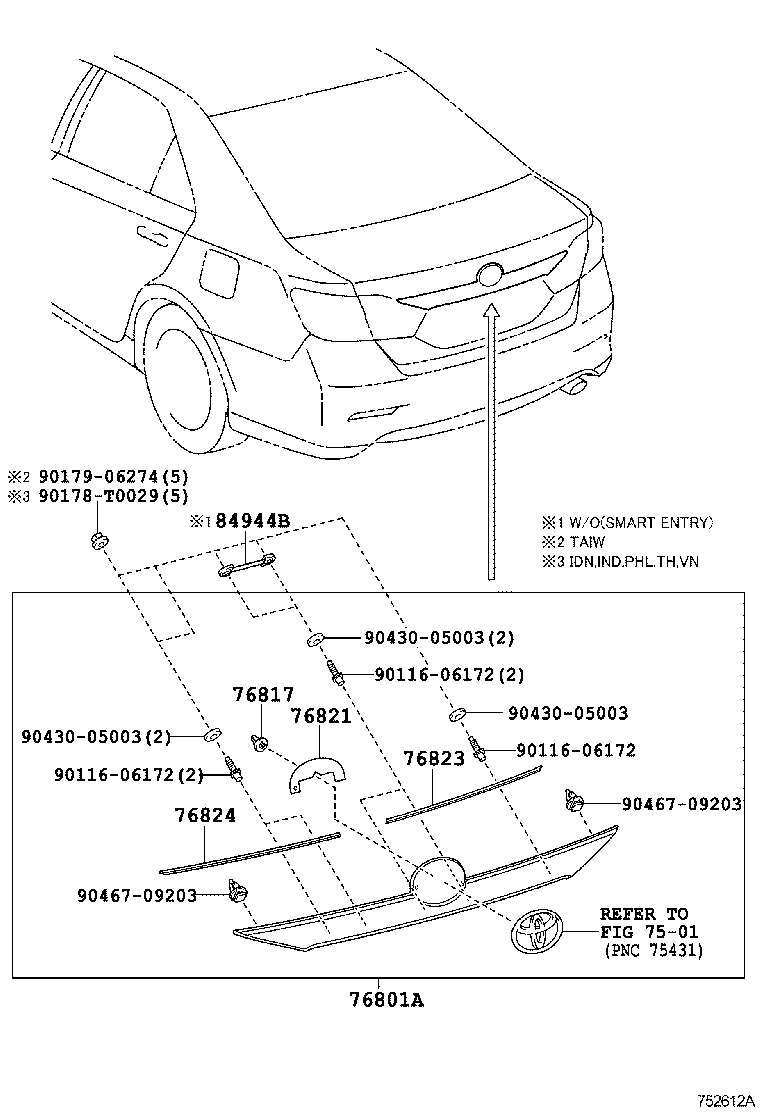  CAMRY HYBRID ASIA |  REAR MOULDING