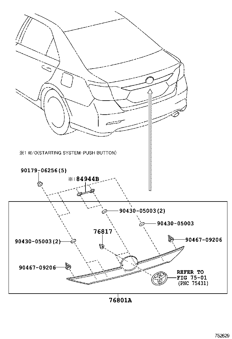  CAMRY AURION HV ARL |  REAR MOULDING