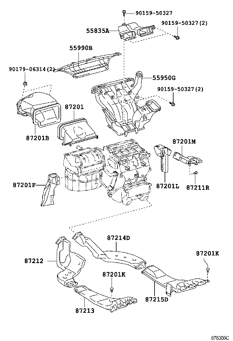  PREVIA TARAGO |  HEATING AIR CONDITIONING CONTROL AIR DUCT